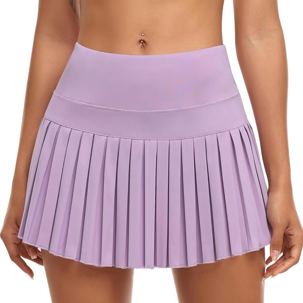 Purple Pleated Mini Skater Skirt